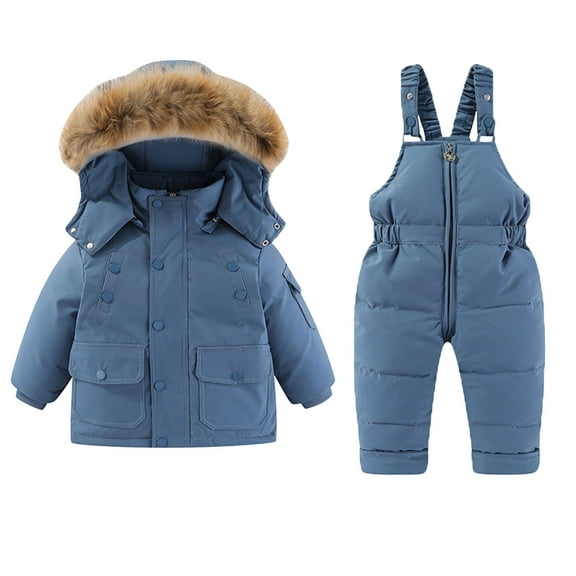 NAISIBABY Kids Boys Girls Snowsuit, Waterproof Ski Jumpsuit Set Outdoor Thicken Warm Snow Clothes Blue 3-4T