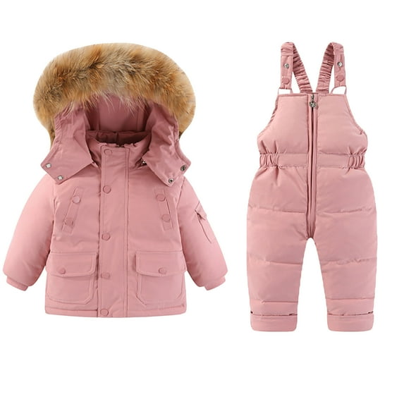 NAISIBABY Kids Boys Girls Snowsuit, Waterproof Ski Jumpsuit Set Outdoor Thicken Warm Snow Clothes Pink 4-6T