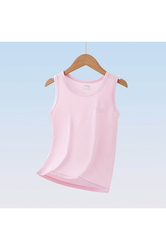 Kids Boys Girls Tank Tops, Lightweight Breathable Super Soft Summer Cotton Undershirts Pink 4-5T