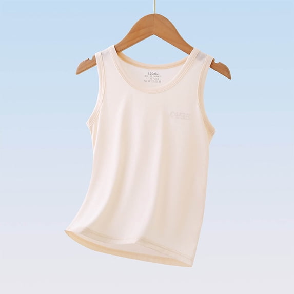 NAISIBABY Kids Boys Girls Tank Tops, Lightweight Super Soft Breathable Summer Cotton Undershirts Beige 5-6T