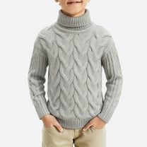 NAISIBABY Kids Boys Sweater(1-10T), Turtleneck Thick Warm Long Sleeve Winter Fashion Pullover Cable Knit Tops Gray 10T