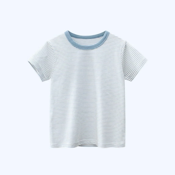 NAISIBABY Kids Boys T-Shirt 10T, Striped Graphic Short Sleeve Crewneck Summer Cotton Casual Tees Blue