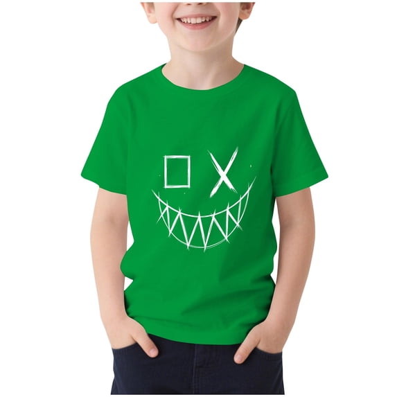 NAISIBABY Kids Boys T-Shirt, Crewneck Fashion Graphic Short Sleeve Summer Casual Tees Green 15T