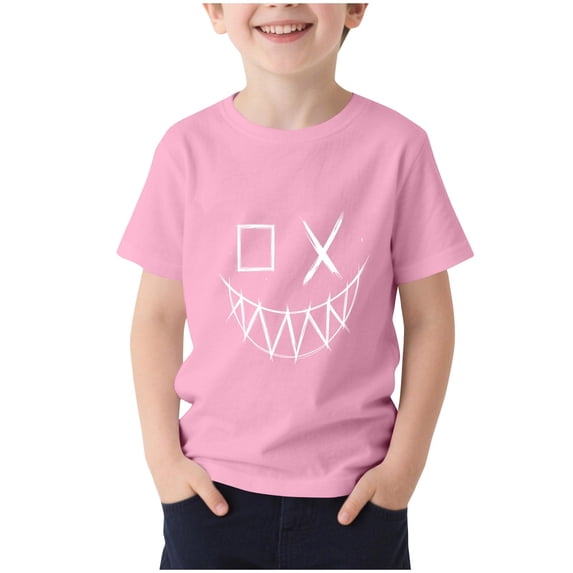 NAISIBABY Kids Boys T-Shirt, Fashion Graphic Crewneck Short Sleeve Summer Casual Tees Pink 11T
