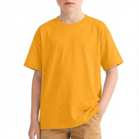 NAISIBABY Kids Boys T-Shirt, Short Sleeve Soft Cotton Baggy Crewneck Casual Sports Basic Tees Orange 8T