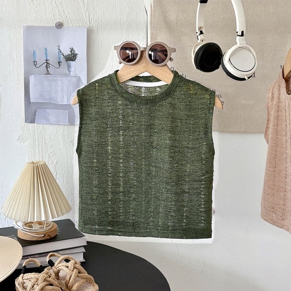 NAISIBABY Kids Boys Tank Tops, Sleeveless Crewceck Trendy Summer Casual Muscle Tees Green 6Months