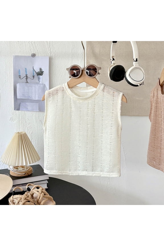 Kids Boys Tank Tops, Sleeveless Crewceck Trendy Summer Casual Muscle Tees White 2T