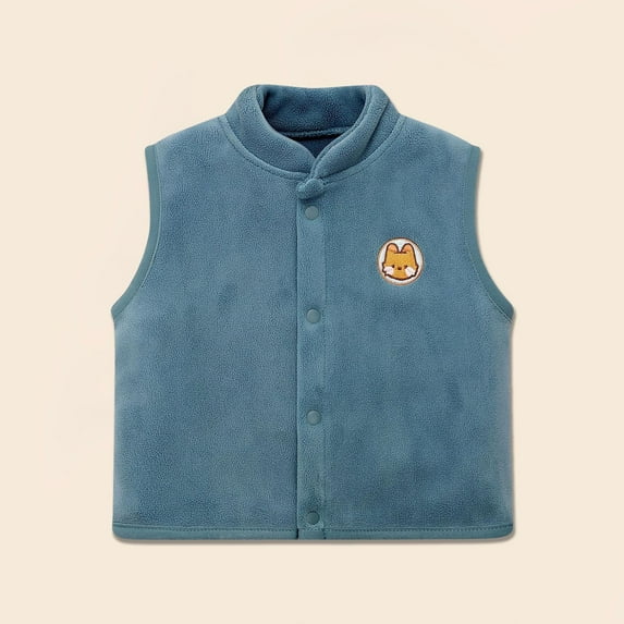 NAISIBABY Kids Fleece Vest Jacket, Sleeveless Cute Graphic Buttons Fall Winter Warm Coat Clothes Blue 7T