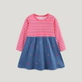 thumbnail image 1 of NAISIBABY Kids Gilrs Causal Dress, Pullover Long Sleeve Striped Prints Kids Cotton Ruffle Dress Pink 1-2T, 1 of 5