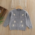 thumbnail image 1 of NAISIBABY Kids Girls Cardigan Sweater, Cute Embroidery Button-Up Long Sleeve Fall Soft Knit Tops Outwear Gray 2T, 1 of 6