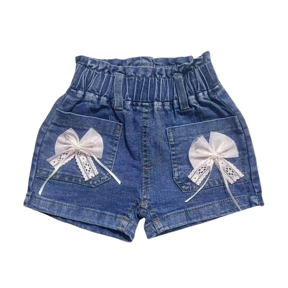 NAISIBABY Kids Girls Denim Shorts, Summer Fashion with Pockets High Rise Stretch Casual Jean Shorts Blue 3T