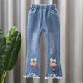 thumbnail image 1 of NAISIBABY Kids Girls Jeans, Flare Leg Loose Cute Bow High Rise Casual Fashion Denim Pants Light Blue Size 10T, 1 of 6