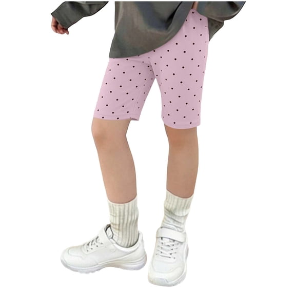 NAISIBABY Kids Girls Leggings, Polka Dot High Waist Cotton Soft Stretch Casual Yog Dance Tights Shorts Pink Size 10