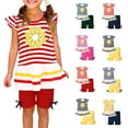 thumbnail image 1 of NAISIBABY Kids Girls Outfit Set (1-10T), Striped Floral Ruffle Tops and Legging Shorts 2-Piece Casual Fashion Clothing Set, 1 of 6