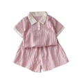 thumbnail image 1 of NAISIBABY Kids Girls Outfit Set, Short Sleeve Polo T-Shirt and Shorts 2-Piece Summer Cute Fashion Clothes Pink 7T, 1 of 7