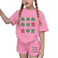thumbnail image 1 of NAISIBABY Kids Girls Outfit Set, St Patrick's Day Graphic T-Shirt & Shorts 2-Piece Summer Casual Fashion Clothes Pink 14T, 1 of 6