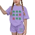 thumbnail image 1 of NAISIBABY Kids Girls Outfit Set, St Patrick's Day Graphic T-Shirt & Shorts 2-Piece Summer Casual Fashion Clothes Purple 14T, 1 of 6