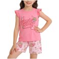 thumbnail image 1 of NAISIBABY Kids Girls Outfit Sets, Cute Graphic Ruffles Sleeveless Shirt & Shorts Summer Fashion Clothes 2-Piece Watermelon Red 2T, 1 of 6