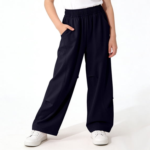 NAISIBABY Kids Girls Pants, Quick Dry Elastic Waist Summer Lightweight Straight Leg Sports Outdoor Pants Navy Size 12