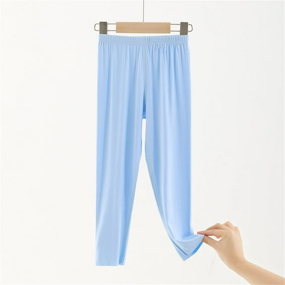 NAISIBABY Kids Girls Pants, Solid Color Comfy Soft Elastic Waist Casual Loose Pants Light Blue 11T