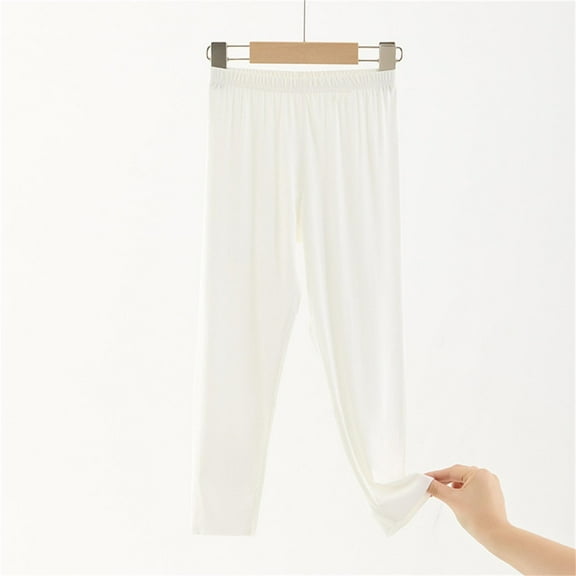 NAISIBABY Kids Girls Pants, Solid Color Comfy Soft Elastic Waist Casual Loose Pants White 2T