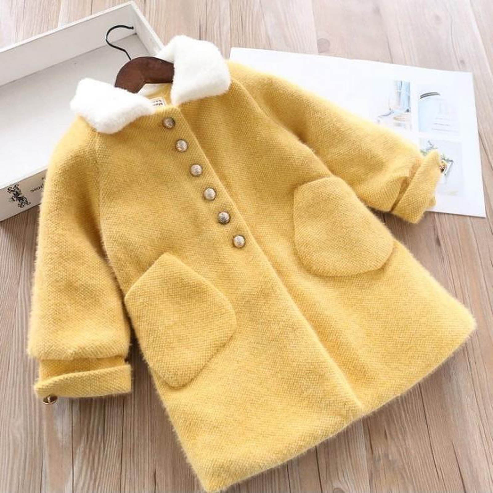 Baby-collar Middle And Big Children's Woolen Coat With Cotton Padded