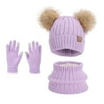 thumbnail image 1 of NAISIBABY Kids Hat Scarf Gloves Sets, Warm Beanie and Fleece Lining Circle Scarf and Knit Gloves Winter Outdoor 3-Piece Purple Free Size, 1 of 1