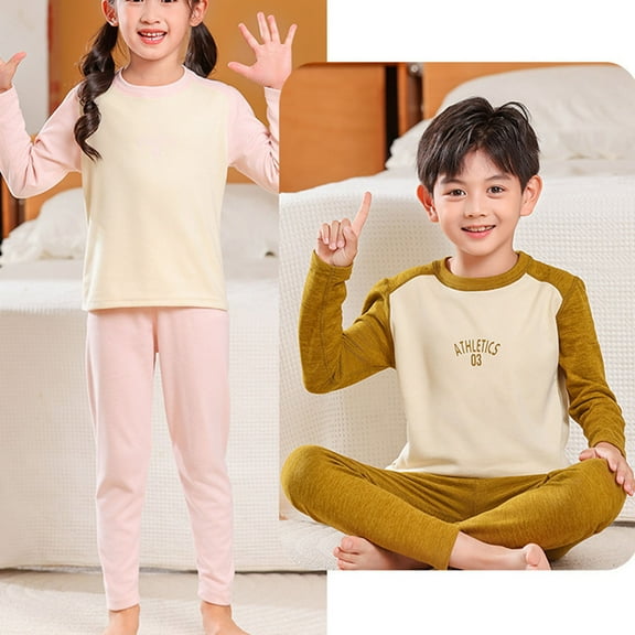 NAISIBABY Kids Pajama Sets 7T, Long Sleeve Tops and Pants Super Soft Stretch Fall Winter Underwear Home Clothes 2-Piece Yellow(4-16T)