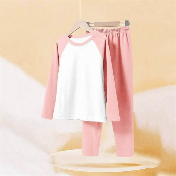 NAISIBABY Kids Pajama Sets, Long Sleeve Tops and Pants Lounge 2-Piece Comfy Sleepwear for Boys Girls Pink 7T