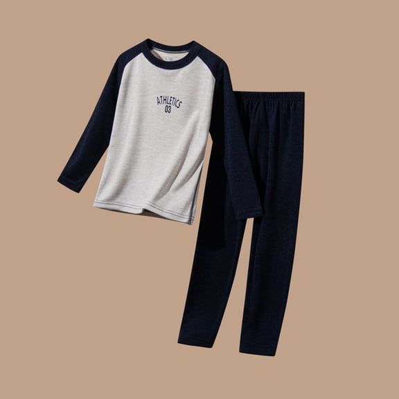 NAISIBABY Kids Pajama Sets, Long Sleeve Tops and Pants Super Soft Stretch Fall Winter Underwear Home Clothes 2-Piece Navy 7T