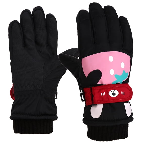 NAISIBABY Kids Ski Gloves, Winter with - Palm for Child Warm Cold-Weather Snow Handwear Black Size