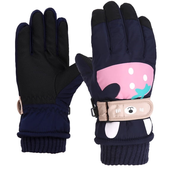 NAISIBABY Kids Ski Gloves, Winter with - Palm for Child Warm Cold-Weather Snow Handwear Navy Size