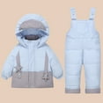 thumbnail image 1 of NAISIBABY Kids Snowsuit, Waterproof Jumpsuit with Puffer Jacket Thicken Warm Outdoor Snow Clothes Set Blue 2-3T, 1 of 5