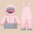 thumbnail image 1 of NAISIBABY Kids Snowsuit, Waterproof Jumpsuit with Puffer Jacket Thicken Warm Outdoor Snow Clothes Set Pink 2-3T, 1 of 5