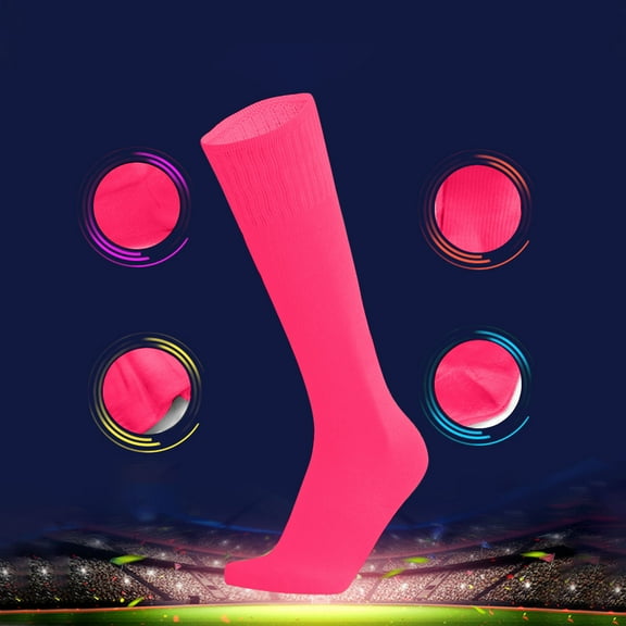 NAISIBABY Kids Soccer Socks, Stretch Cotton Bretahable Non Slip Unisex Athletic High Tube Socks Hot Pink 6-14T