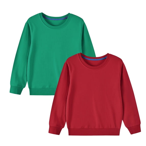 NAISIBABY Kids Sweatshirt 2-Piece, Round Neck Solid Color Long Sleeve Casual Basic Pullover Tops Red 9-10T