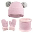 thumbnail image 1 of NAISIBABY Kids Winter Beanie Hat Fleece Scarf and Mitten Glove Set, Warm Thicken Boys Girls Outdoor Knit 3-Piece Pink, 1 of 5
