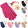 thumbnail image 1 of NAISIBABY Kids Winter Fleece Gloves, Full Finger Thicken Warm Super Soft Boys Girls Knitted Outdoor Gloves Hot Pink, 1 of 3