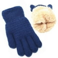 thumbnail image 1 of NAISIBABY Kids Winter Fleece Gloves, Thicken Warm Full Finger Super Soft Boys Girls Knitted Outdoor Gloves Navy, 1 of 2
