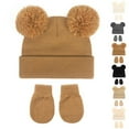 thumbnail image 1 of NAISIBABY Kids Winter Hat Gloves Set, Knitted Thicken Warm Mittens Beanie 2-Pieces for Girls Boys Gray 6-36Months, 1 of 3