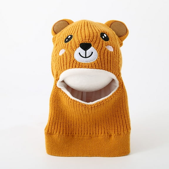 NAISIBABY Kids Winter Knit Hat, Protector Head & Neck Thicken Plush Cute Beanie Cap Yellow Free Size