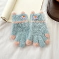 thumbnail image 1 of NAISIBABY Kids Winter Knitted Gloves, Warm Fluffy Soft Stretchy Boys Girls Snow School Mittens Blue Free Size, 1 of 6
