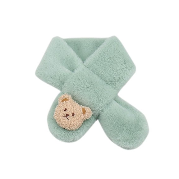 NAISIBABY Kids Winter Scarf, Fuzzy Thicken Warm Solid Color Supersoft Scarf for Children Green Free Size