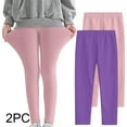 thumbnail image 1 of NAISIBABY Leggings 2-Pack for Girls, Strech High Elastic Waist Breathable Soft Comfy Tight Pants Purple 7-8T, 1 of 9