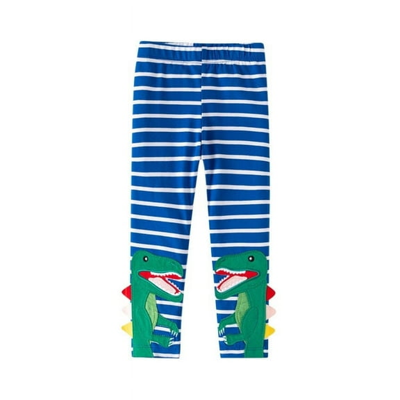 NAISIBABY Leggings for Girls, Striped Graphic Stretch Cotton Full Length Pants Blue 2-3T