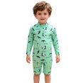 thumbnail image 1 of NAISIBABY Little Boys Rash Guard One-Piece Swimsuit, Sun Protection Long Sleeve Quick Dry Toddler Cute Bathing Suit Green 1T, 1 of 7