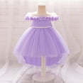 thumbnail image 1 of NAISIBABY Little Girls Floral Dress, Lace Short Sleeve Back Bowknot Tutu Mesh Birthday Wedding Party Pageant Princess Dress Purple 6Months, 1 of 9