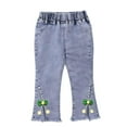 thumbnail image 1 of NAISIBABY Little Girls Jeans, with Pockets High Rise Flare Leg Stretch Fashion Denim Pants Light Blue Size 3T, 1 of 6