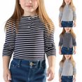 thumbnail image 1 of NAISIBABY Little Girls Long Sleeve T Shirt (6Months-5T), Soft Cotton Crew Neck Fashion Striped Casual Spring Fall Tops Black 4T, 1 of 6