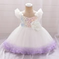 thumbnail image 1 of NAISIBABY Little Girls Princess Dress, Shinny Sequin Sleeveless Tutu Mesh Pageant Birthday Wedding Party Floral Dress White 9Months, 1 of 9